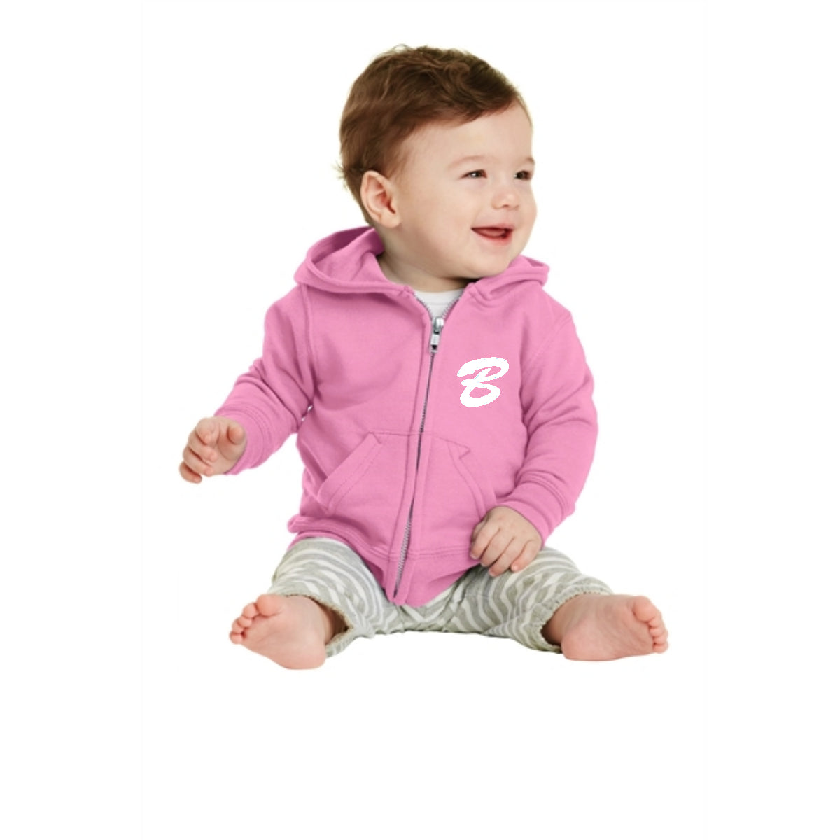 Pink Port & Co Infant Core Fleece Full Zip Hooded Sweatshirt