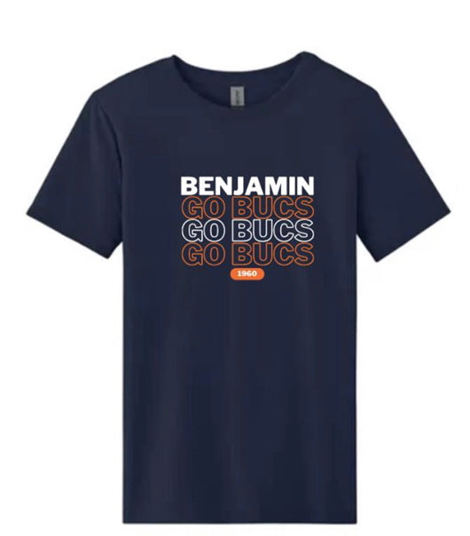 Navy Adult Soft style tee_triple go bucs