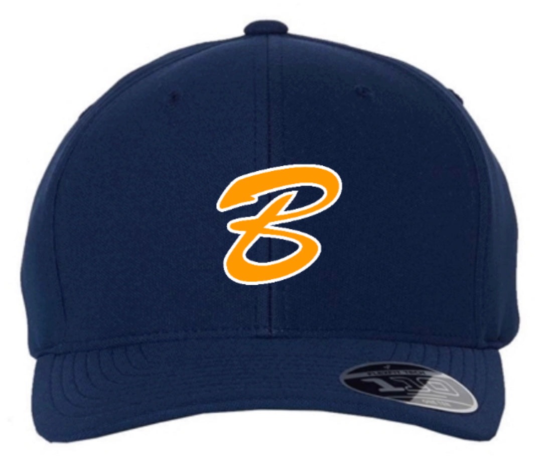 Navy Youth Sport Tek Dry Fit Nylon cap_center logo