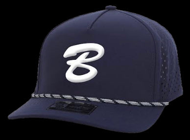 Navy/White Adult 5 Panel Rope Hat 10 10 Supporters_3D logo