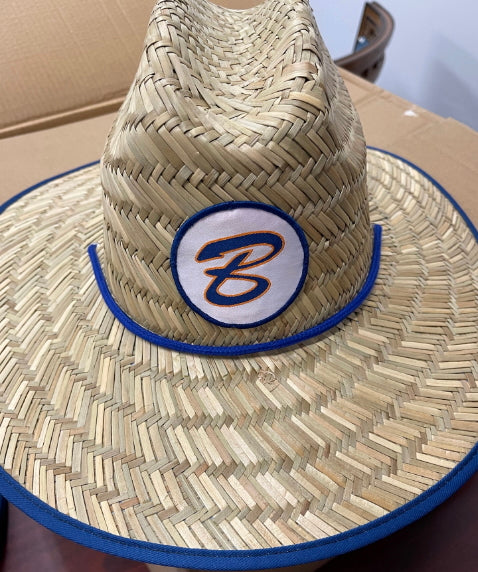Drawstring Straw Hat with Navy Brim ADULT