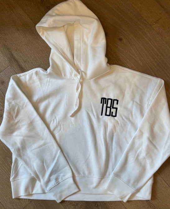 White Women's Cropped Hoodie TBS Monogram