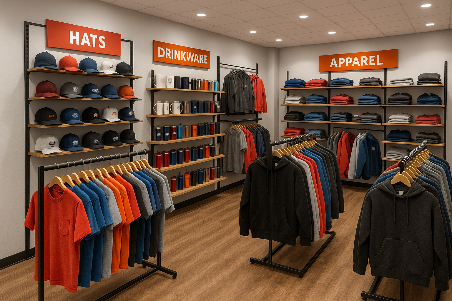 a spirit store with some of our clothes in it from our products from apparel to drinkware to headware