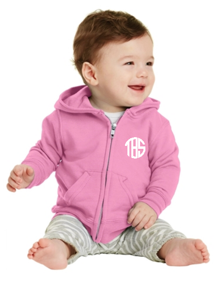 Pink Port & Co Infant Core Fleece Full Zip Hooded Sweatshirt