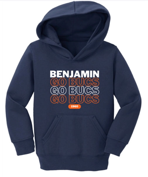 Navy Toddler Hoodie Triple Go Bucs